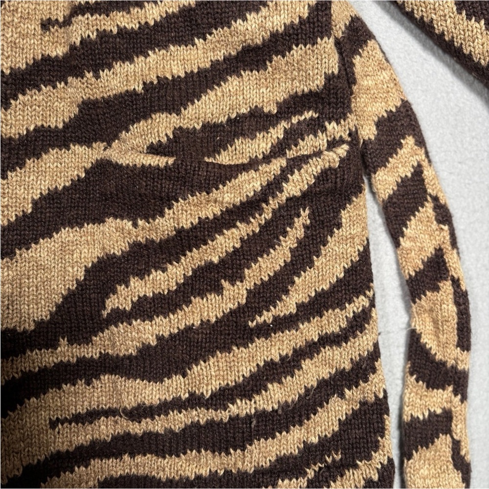 Lauren Ralph Lauren Hand Knit Cardigan Womens Small Zebra Print Linen Blend - Picture 4 of 7